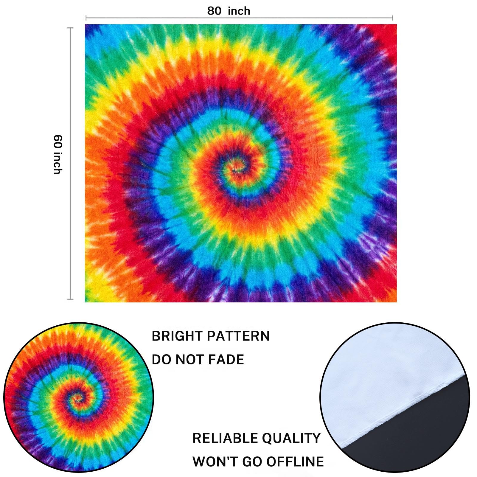 Amazon.co.jp: breezatタペストリーColorful Rainbow Spiral Tie Dye
